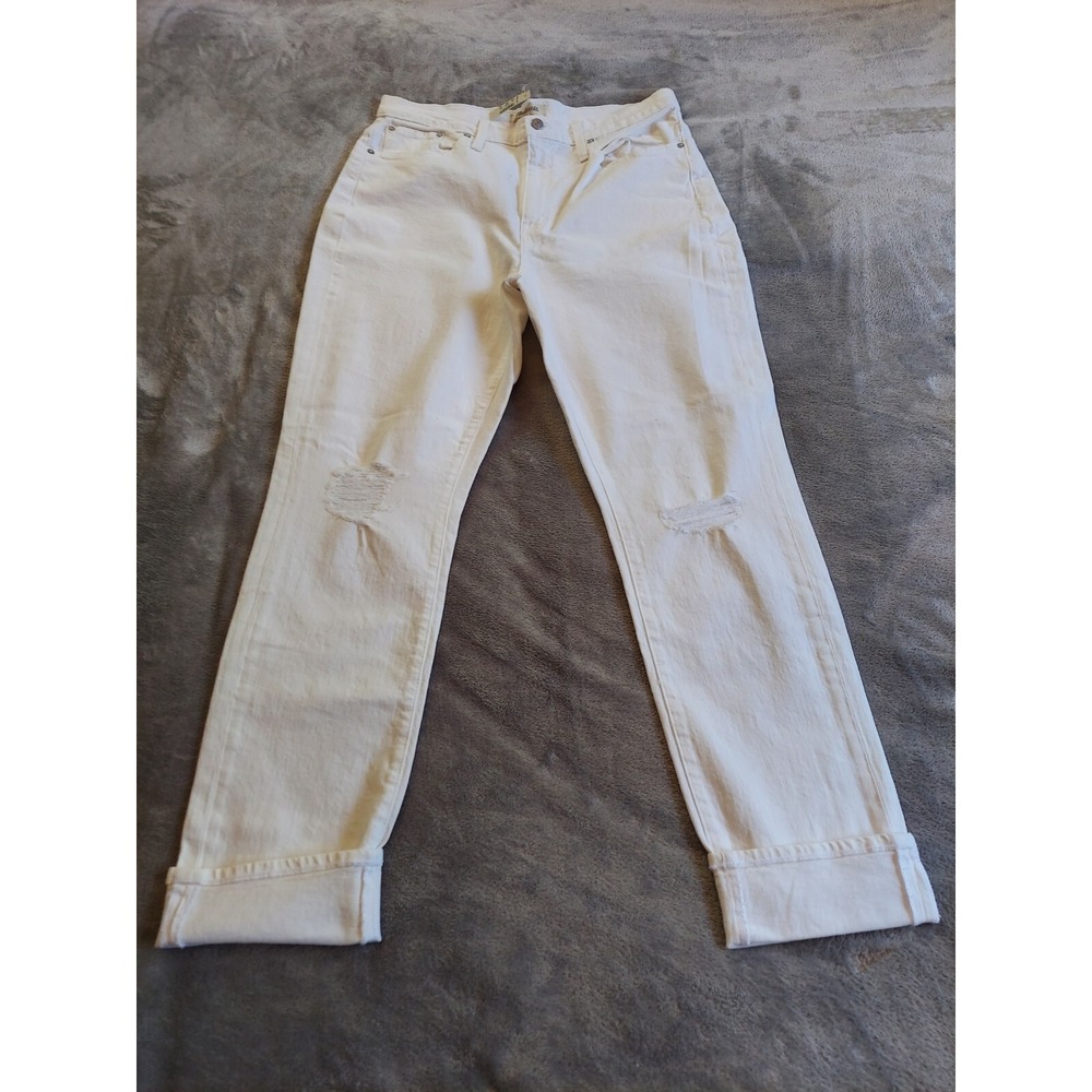 NWT Madewell Jeans Womens 32T White High-Rise Boyjean Stretch Made In Mexico